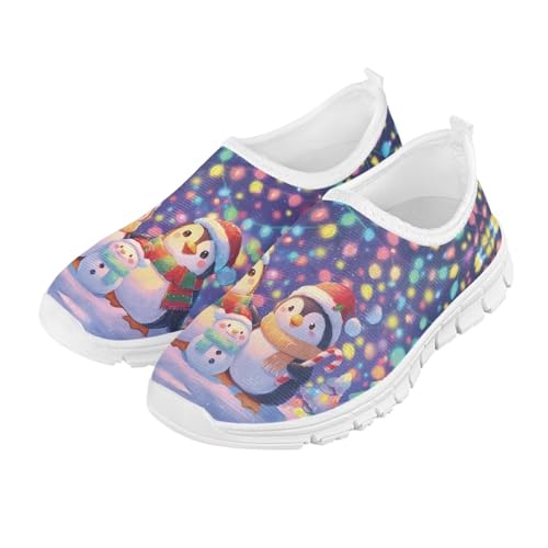 Christmas Theme Pattern Soft Stretch Slip-Resistant Shoes Low-Cut Breathable Quick-Dry Sneakers for Boys and Girls Lightweight