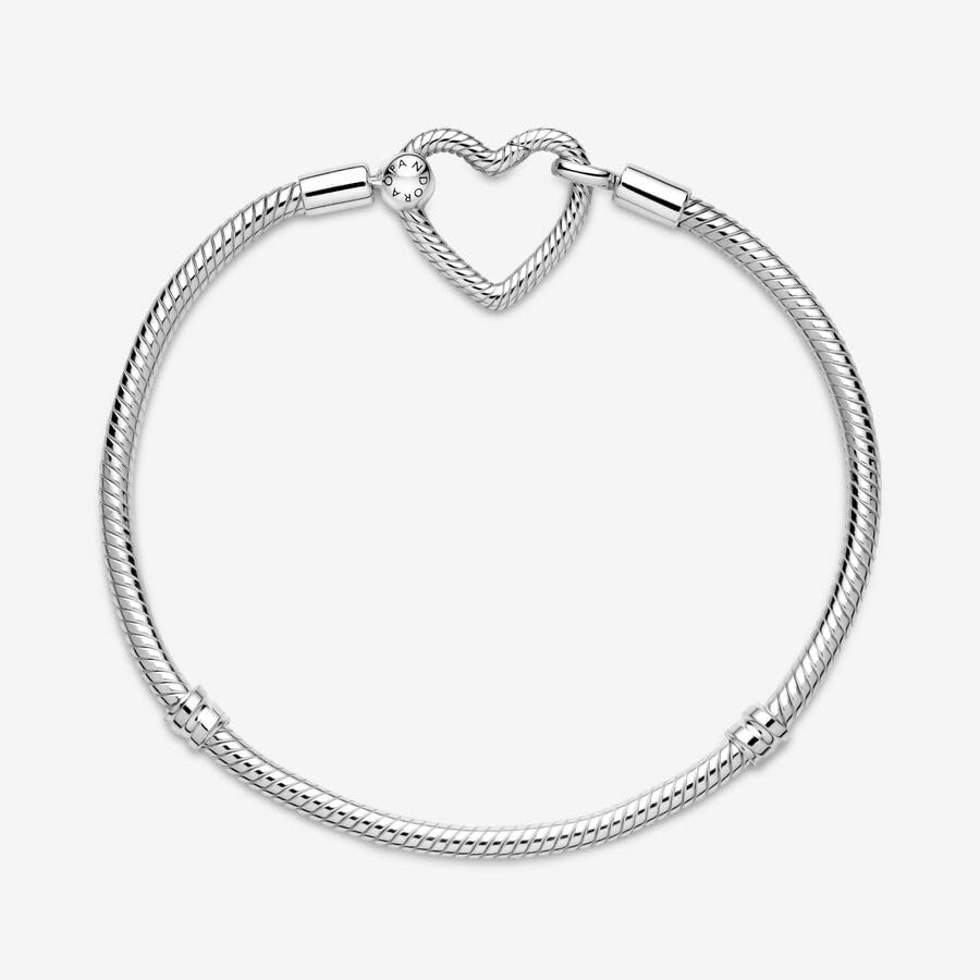 Pandora Moments Heart Clasp Snake Chain Bracelet - Charm Bracelet for Women - Compatible Moments Charms - Gift for Her - Sterling Silver - With Gift Box - Image 5
