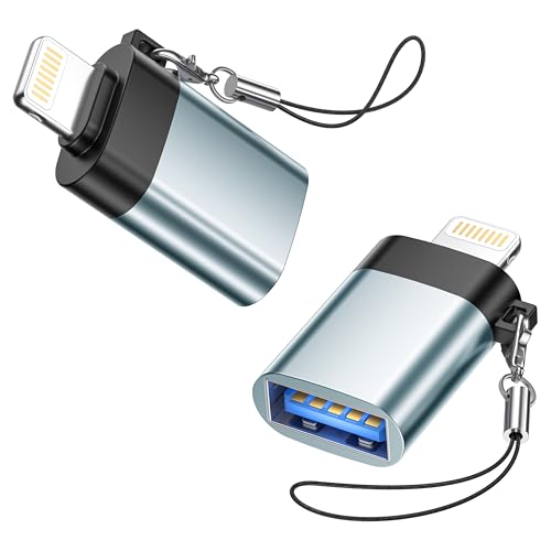 Lightning to USB Adapter for iPhone 2Pack, Lightning male to USB Female Flash Adapter Dongle for iPhone 14 Pro 13 12 11 iPad, iPhone OTG Adaptor Support USB Flash Drive, Mouse, MIDI Keyboard, Camera