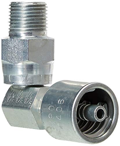 Image of Gates G25106-0406 Male Pipe Swivel 90 Block (Nptf Without 30 Cone Seat) (Mega Crimp)