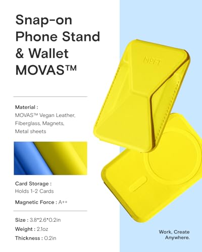 Image of MOFT Magnetic Wallet Stand Compatible with iPhone 17 /16 /15 /14 /13 /12 Series, Angle Adjustment & Magsafe Compatible MOVAS Phone Stand,Neon