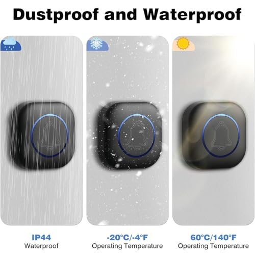 Image of Wireless Door Bell for Home and Office, Small Calling Bell for Office, Upto 1000 Feet Range with 36 Melodies Chimes, LED Flash, 3 Level Volume Doorbell Alarm (2 Transmitter & Receiver)