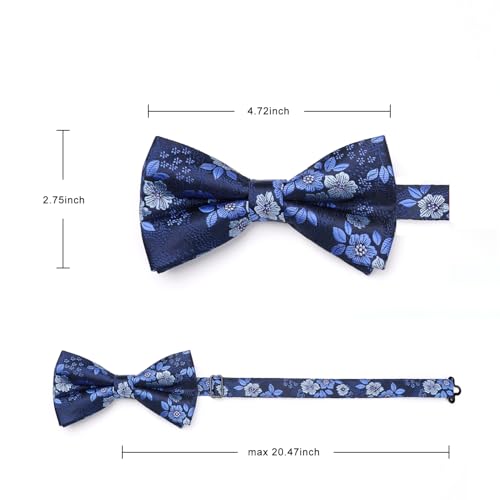 Image of HISDERN Bow Ties for Men Pretied Bowties Classic Formal Business Bow Tie Adjustable Tuxedo Bowtie for Wedding Party