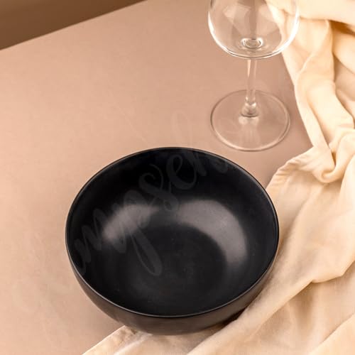 Image of Glimpse Homes Ceramic Serving Bowl | Microwave Safe | 7 inch | Classic Black