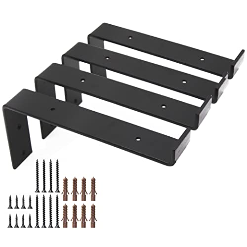 Top Notch Home and Living Heavy Duty Metal Shelf Brackets, Black, Pack of 4 Down Brackets