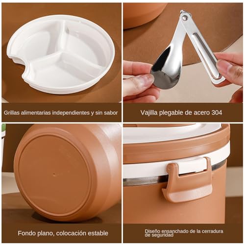 Contenedor térmico de comida con compartimentos múltiples para almuerzos calientes y prácticos 7