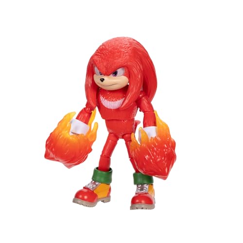 Sonic The Hedgehog Sonic 3 Movie Fire Fist Knuckles Toy Figure by Jakks Pacific, Stands 5” / 13 cm Tall - Image 3