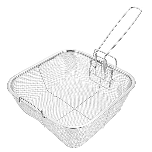 Cabilock Cesta de fritura escorredor de rede com alças escumadeira colher para cozinha fritar comida