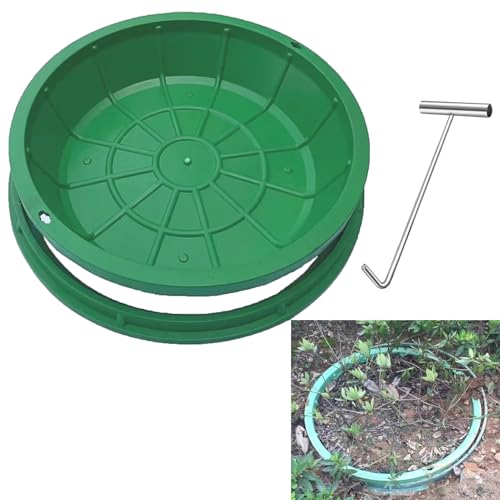 GHTCLDF 24 Inch Recessed Invisible Septic Tank Lid Cover with Frame & Stainless Steel Handle Anti-Trip Resin Grass Manhole Cover for Lawn Yard Landscape (24 in/60 cm)