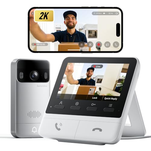 SwitchBot Video Doorbell Camera Wireless with Monitor, No Subscription, 4.3 Inch Screen, Battery Powered, Head-to-Toe View, 2K FHD, 2-Way Audio, Motion Detection, Works with Alexa/Goole/Home Assistant
