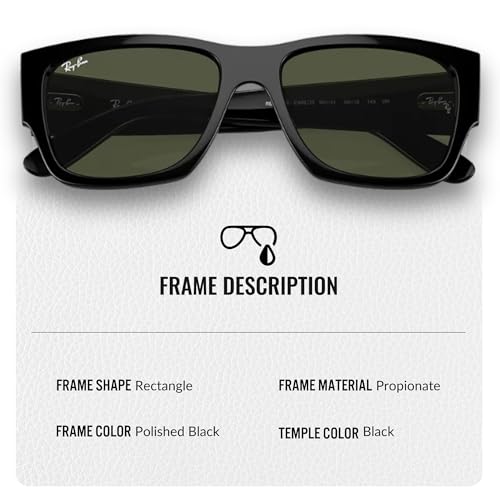 Image of Ray-Ban RB0947S CARLOS Rectangle Shaped Sunglasses for Men & Women with Official RAYBAN Eyewear Kit