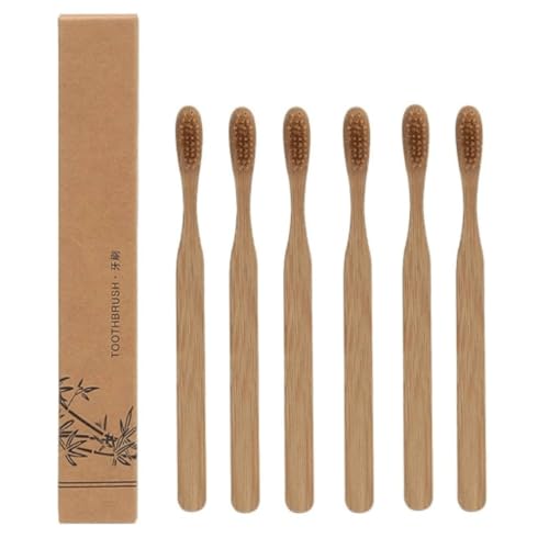 8 spazzolini da denti con setole di cinghiale e bambù, biodegradabili per una pulizia delicata, setole morbide per denti e gengive sensibili, set di spazzolini con manico in bambù zero rifiuti (6