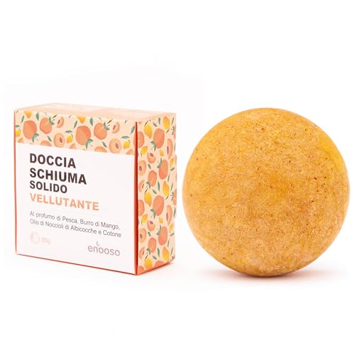 Organic VELVETY Gel de baño sólido natural 85 gr - Enooso - Espuma de ducha artesanal ecológica 100% vegana - Made in Italy