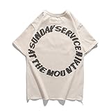 MOUNSHET Kanye Shirt Trust God Sunday Service T-Shirts Fashion Hip Hop Short Sleeve Trend Tee for Men Women (Khaki,L,Large)