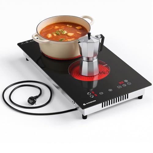 Aobosi Plaque Vitrocéramique 2 Feux, Plaque de Cuisson...