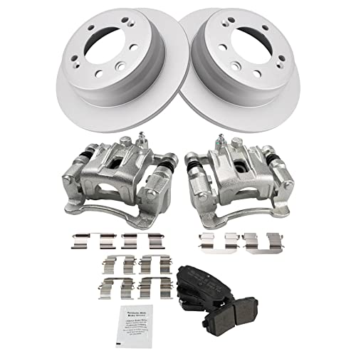 Image of TRQ Rear Brake Pad and Rotor Set Semi Metallic Solid Rotors Calipers | For 2010-2015 Hyundai Tucson 2011-2016 Kia Sportage