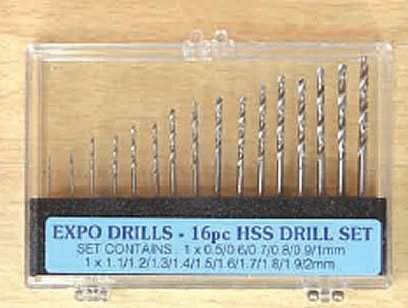 ExpoTools - 16pc HSS Twist Drill Set 0.5mm-2mm # 11516