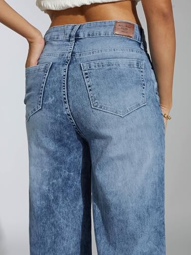 Image of Miss Chase Women's Wide-Leg High-Rise Regular-Length Stretchable Shaping Denim Jeans