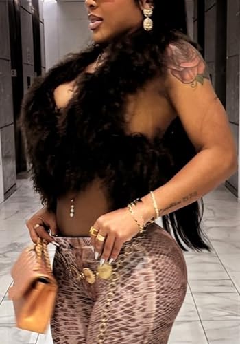 Women's Sexy Faux Fur Halter Top Backless Sleeveless Tie Back Fur Vest Fuzzy Tank Top Y2k Streetwear3