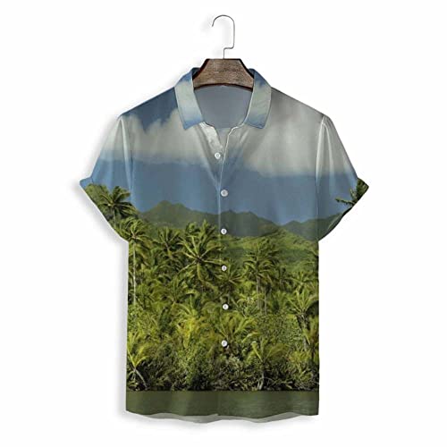 Chemise hawaïenne pour fête de vacances habillée ou décontractée avec motif tropical marron