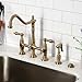 Kingston Brass KS1273ALBS Heritage 8-Inch Kitchen Bridge Faucet with Brass Sprayer, Antique Brass