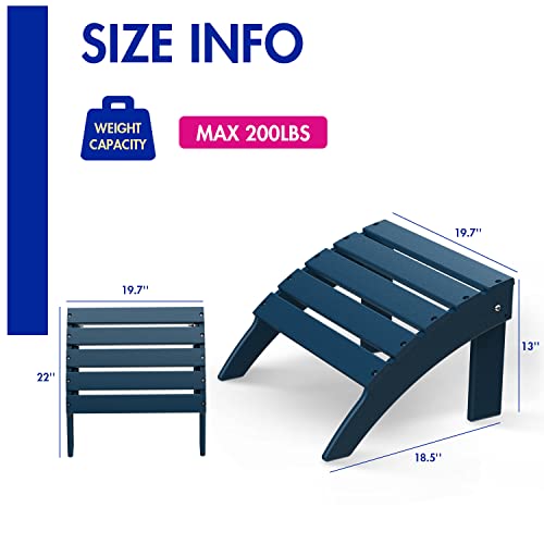 Briopaws Folding Adirondack Ottomans Set Of 2, 19.7W X 18.5L X 13H Inch, Hdpe All Weather Adirondack Chair Footrest, Plastic Footstool For Deck Backyard Patio Outdoor Poolside Porch Lawn, Black #TOP2