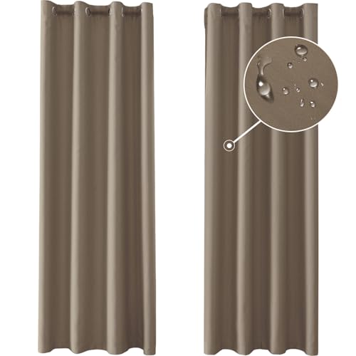 Ystyle Tende Oscuranti per Interni 2 Pezzi, 140x300cm, Tende Camera da Letto Moderne con Anelli, Tende da Esterno Impermeabile, Tenda Termica Isolante Freddo per Soggiorno Cameretta, caffè Chiaro
