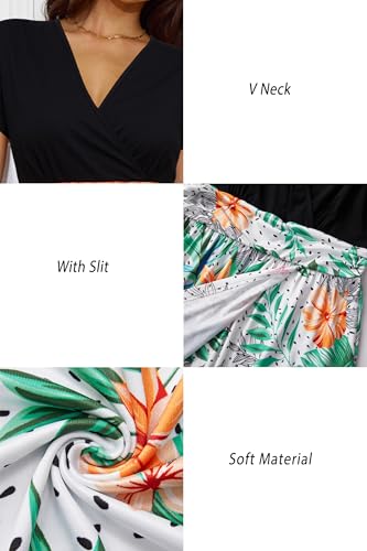 Image of Newshows Women's 2026 Lightweight Summer Wedding Guest Beach Vacation Casual V Neck Split Flowy Maxi Dress