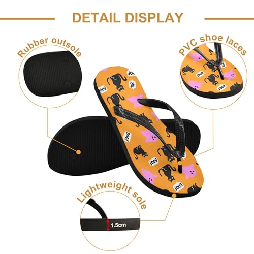 Burbuja Black Cats Pink Boo Flip Flops for Women Men, Soft Thong Sandals Rubber Slippers for Pool Beach Essentials3