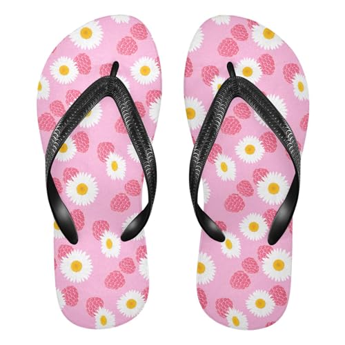 Raspberry Fruit Flower Flip Flops for Beach Thong Sandals Anti-slip Lightweight Shower Shoes for Summer Swim Travel