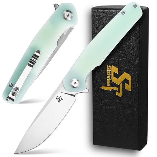 Sitivien ST102 Folding Knife, D2 Steel Blade+G10 Handle Pocket Knife, EDC Tool Knife for Outdoor, Camping, Hunting, Survival (Turquoise) …