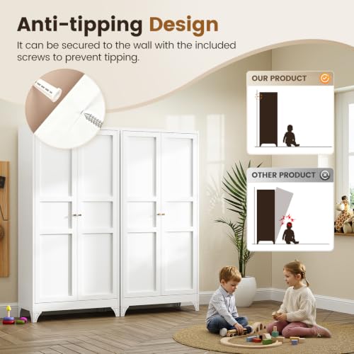 Image of Yizosh Metal Pantry Cabinet,- 72 inch White Kitchen Pantry Storage Cabinet with Doos and Adjustable Shelves for Kitchen, Living Room,Dining Room,Home
