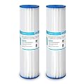 Membrane Solutions 50 Micron Whole House Sediment Water Filter Replacement Cartridge Pleated Water Filter Heavy Duty 20"x4.5", Universal Fits Most Major Brand Systems - 2 Pack