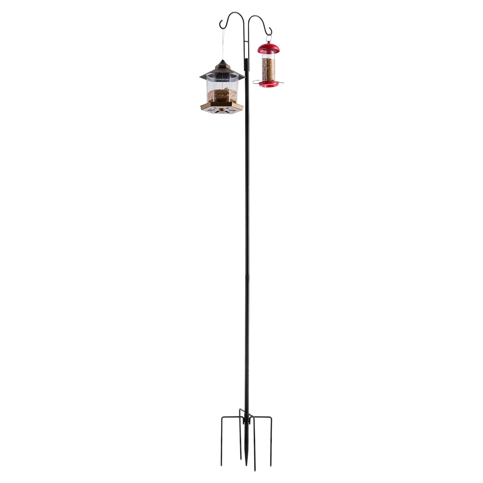 VEVOR Palo Ganci per Mangiatoia per Uccelli Gancio Doppio per Esterni 8 pezzi 1950 mm Palo Mangiatoia per Uccelli da Giardino, Supporto per Appendere Cesti per Piante, Lanterne, Campanelli