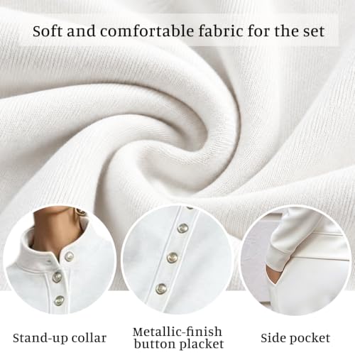 Lounge Sets for Women 2 Piece Outfits Button Front Sweatshirt and Pants Set - image 6