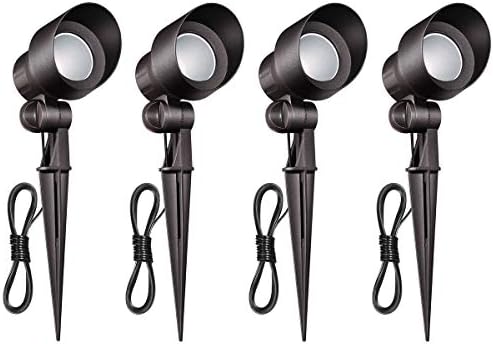 Outdoor Landscape Lighting Low Voltage Garden Landscape Lights Spotlight Uplight , Aluminum Construction Waterproof 12V 5W 3000K Warm-Yellow Light（4-Pack）