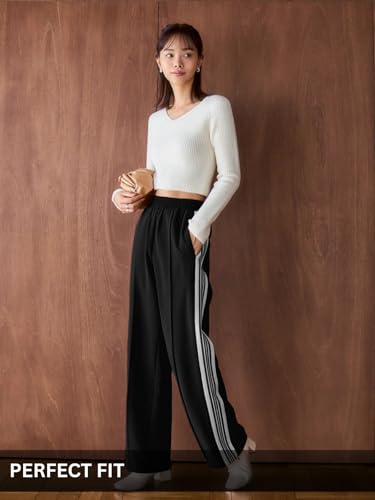 Image of GRECIILOOKS Trousers for Woman | Womens High Rise High Waist Flared Korean Style | Formal Pant for Women Office Wear| Track Pants for Womans Elegant for College & Events (Available in Plus Size)