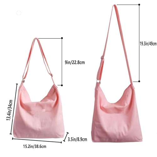 Image of Canvas Shoulder Hobo Crossbody Handbag Casual Tote for Merch