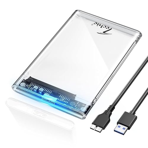 Image of TECHIE 2.5 inch External Hard Drive Enclosure, HDD /SSD Transparent Enclosure, USB 3.0, Easy-Install Shockproof Case for Windows, macOS, Linux, Drives up to 4TB