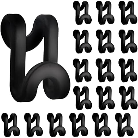 Folmywy 20 Pcs Mini Clothes Hanger Connector Hooks Black Heavy Duty Closet Organizer Space Saver Plastic Extenders Accessory Cascading Connection Shirt Wardrobe Cover