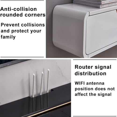 Meuble TV flottant pour console multimédia murale et grand banc de rangement - 5