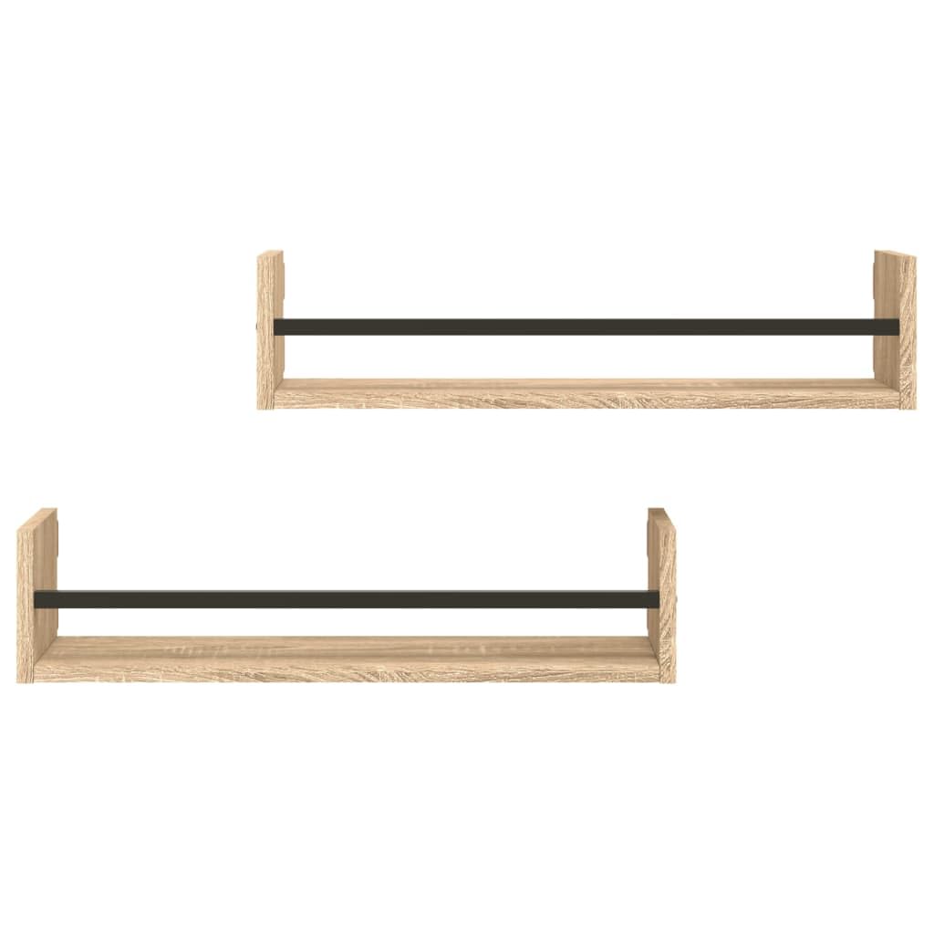 Set di 2 mensole da parete in rovere Sonoma, 60 x 16 x 14 cm, mensole galleggianti in legno, salvaspazio, per soggiorno, cucina, corridoio, decorazione moderna per la casa