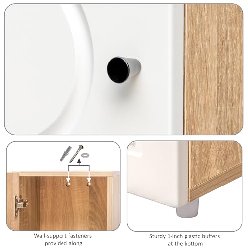 Image of Rocco Lofty Bookshelf for Living Room, Bedroom, Office & Study | Soft Closes Hinges | Smooth Premium Finish (Tall Size, Circles)