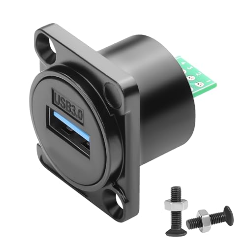 QIANRENON 5Gbps USB3.0 Panel Mount PCB Solder Adapter USB 3.0 Female to 9Pin Fixed Mount DIP Connector USB3.0 PCB Board Mount Socket, 5V 1A, Type D XLR Panel Mount, for DIY USB Data Transfer Charge