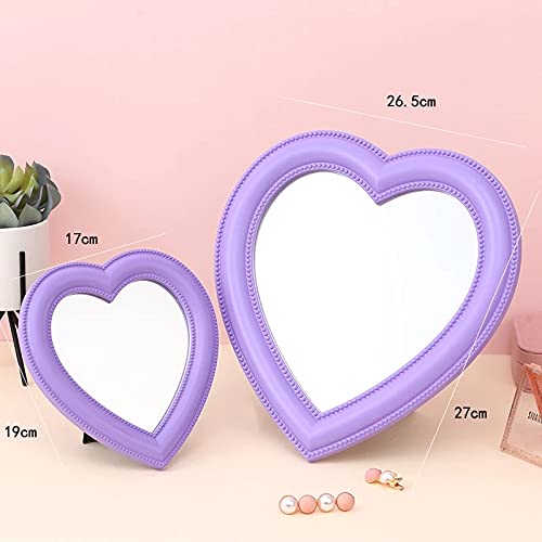 Yyss Pink Love Mirror Desktop Makeup Mirror Wall Mounted Dual-Use Vanity Mirror Girl Room Wall Decoration Heart-Shaped Mirror (Small Pink) #TOP1