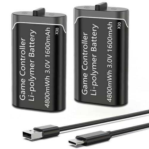 uowlbear Cargador de batería para controlador con 2 baterías recargables para control Xbox One, batería de alta capacidad de 2600 mAh para Xbox Series X/s, Xbox One, Xbox One S, Xbox One X, Xbox One