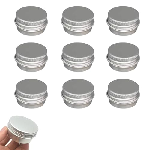 Lxtness Pot en Aluminium,10 Pots en Aluminium, 5ml Pots de Contenants Cosmétiques Vides,Avec bouchon à vis, pour baume à lèvres, lotion, crèmes, masques, mini bougies(Argent)