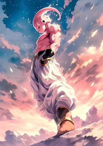 Image of NIJUKA Anime Printed A4 Size Metal sheet Poster For Home And Room Decoration | For Anime Art Fans Boys And Girls (Kid Buu Destroyer of erath)
