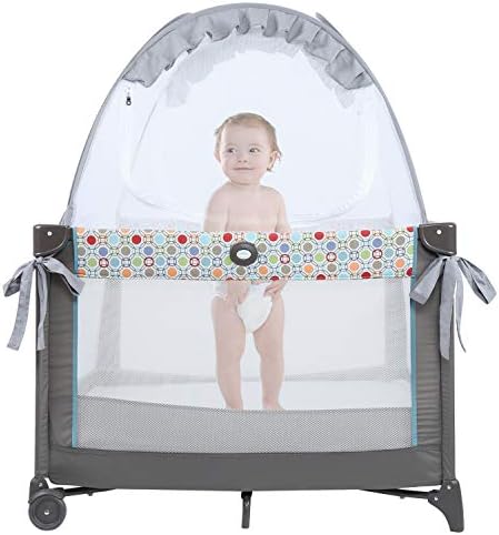 Minnebaby Pack N Play Tent, Keep Baby from Climbing Out, Mini Crib Safety Mesh Canopy, Play Yard Tent Cover, See Through and Breathable, Against Cats and Mosquitoes