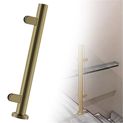 48 44 40 36 32 28 24 in Height Round Glass Railing Post, Glass Stair Railing Post System for Atrium Dividers, Stainless Steel Pillar Clamps Vitreous(B-Edge,Height 44in/110cm)